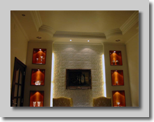 Επένδυση τοίχου με γυψοσανίδα και προσθήκη ραφιών απο γυψοσανίδα.