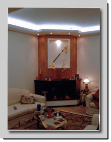 Επένδυση τζακιού με γυψοσανίδα και εσοχή για την τοποθέτηση αντικειμένων