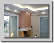 Επένδυση τζακιού με πυράντοχη γυψοσανίδα.